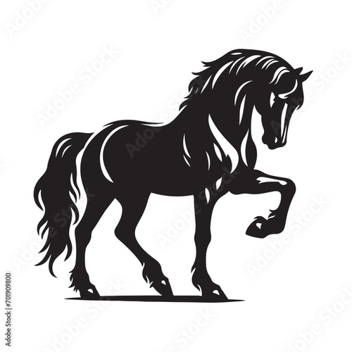 Dramatic and powerful  a black horse silhouette vector that commands attention  making a bold impact in your design projects - vector stock. 