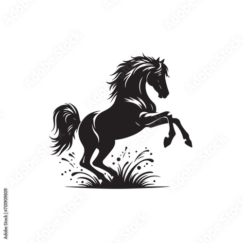 Graceful lines and intricate details highlight this captivating black horse silhouette vector, offering a timeless touch to your design repertoire - vector stock.
 photo