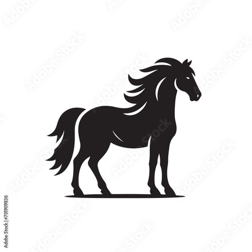 Aesthetically pleasing vector illustration showcasing a black horse silhouette  bringing charm and elegance to your creative projects - vector stock. 