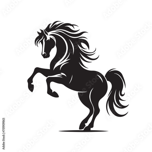 Striking contrast defines this captivating black horse silhouette vector  creating visual interest for your diverse design applications - vector stock. 