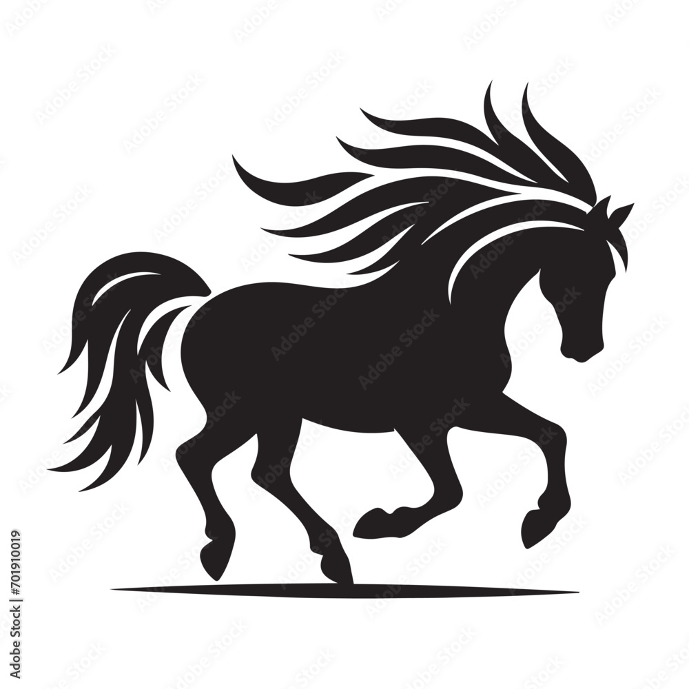 Dramatic and powerful, a black horse silhouette vector that commands attention in your design projects - vector stock.
