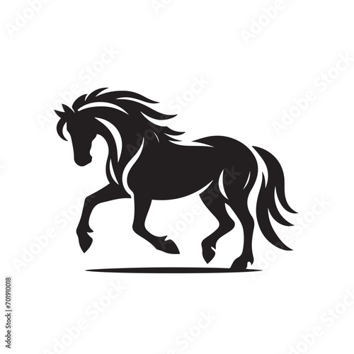 Fototapeta Naklejka Na Ścianę i Meble -  Striking contrast defines this captivating black horse silhouette vector, perfect for making an impact in your designs - vector stock.
