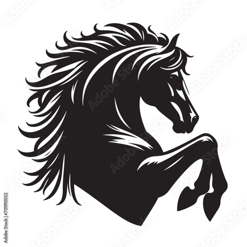 Embodying strength and beauty, this black horse silhouette vector is a key asset for enhancing your design projects - vector stock.  © Verslood