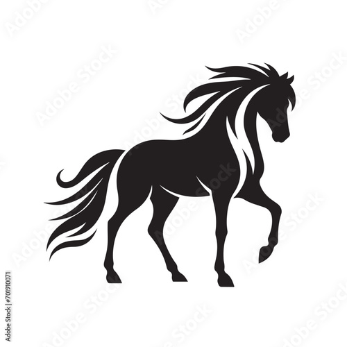 Aesthetically pleasing vector illustration featuring a black horse silhouette  adding grace and charm to your projects - vector stock. 
