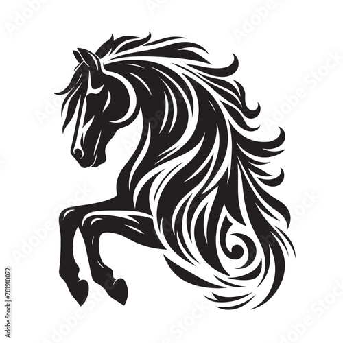 Fine details and graceful lines define this captivating black horse silhouette vector - a perfect design element - vector stock. 