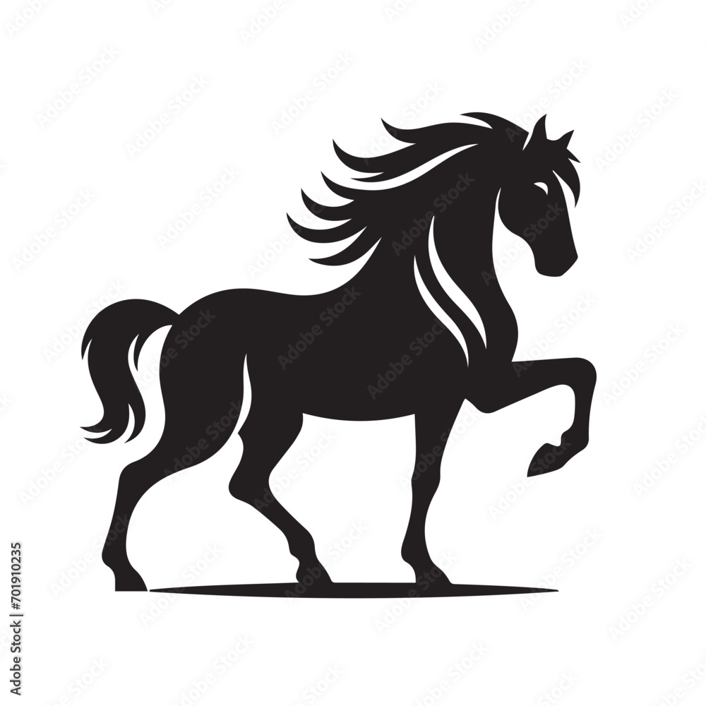 Impressive and finely crafted, a black horse silhouette vector that enhances the visual appeal of your designs - vector stock.

