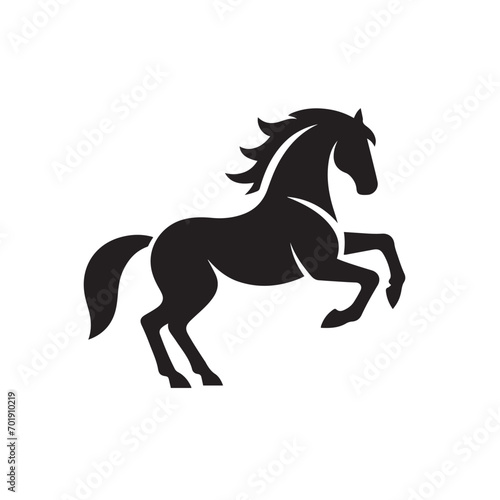 Artistic representation of a powerful horse silhouette in black  available in vector format for your creative projects - vector stock. 