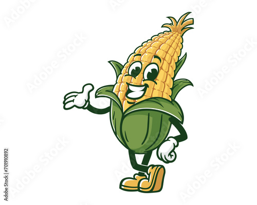Corn maize smile cartoon mascot illustration character vector clip art hand drawn