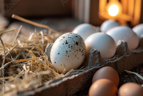 Organic white leghorn egg from free range farm
 photo