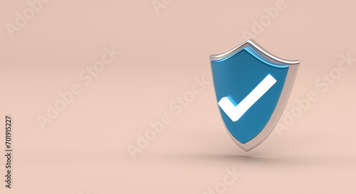 Protective shield, security, protected, inviolable, security in place (3d illustration)