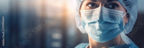 Portrait of a female doctor wearing a sterile mask. photo
