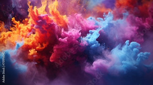 Abstract multi colored powder explosion, Colorful dust explode. Painted Holi powder festival. photo