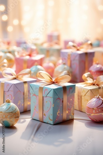 bright boxes with gifts