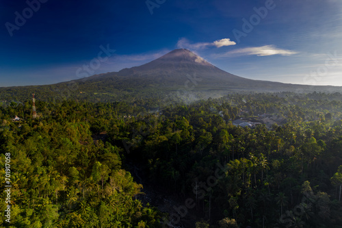 Aerial view of Mount Semeru which is an active volcano located in East Java, Indonesia