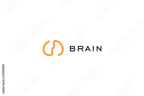 Simple brain in template logo design solution