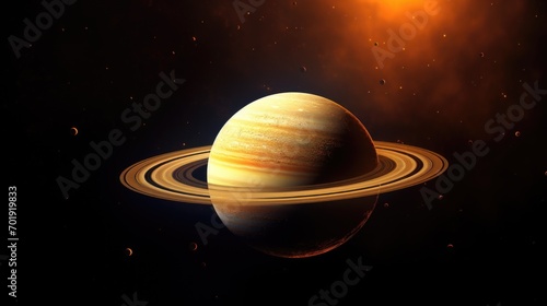 planet Saturn, on black background