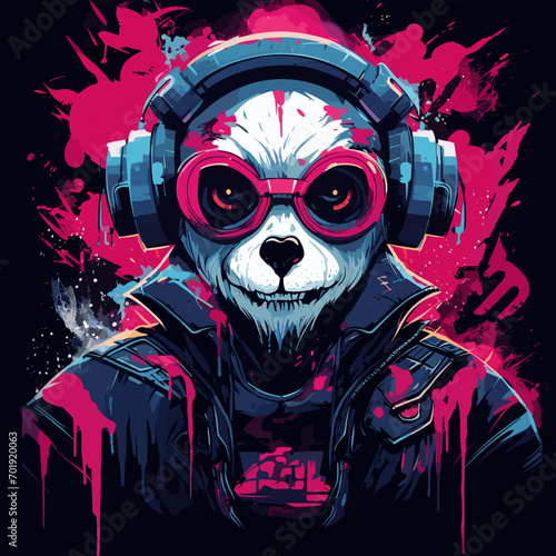 Cybernetic panda Digital and cybernetic armor or technological elements, giving the image a futuristic and edgy look.