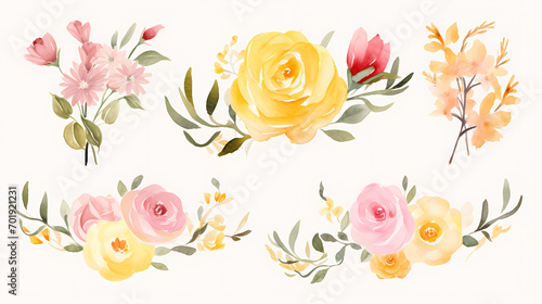 Floral frame with watercolor flowers  decorative flower background pattern  watercolor floral border background