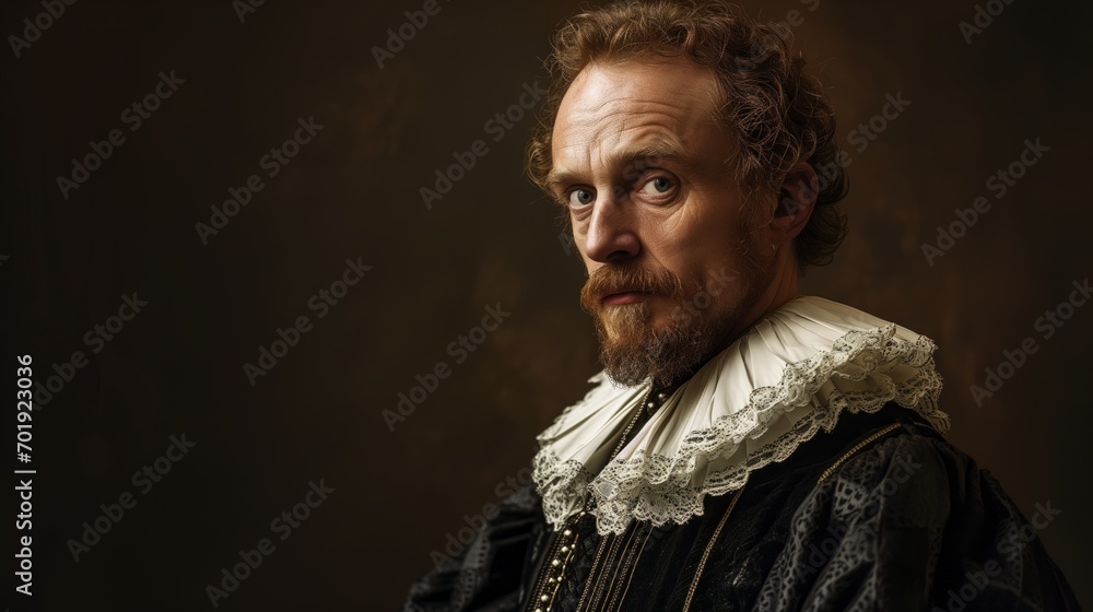 William Shakespeare: Renowned Playwright and Poet, Master of Elizabethan Drama, and Creator of Iconic Works Like Hamlet, Romeo, and Juliet - obrazy, fototapety, plakaty 