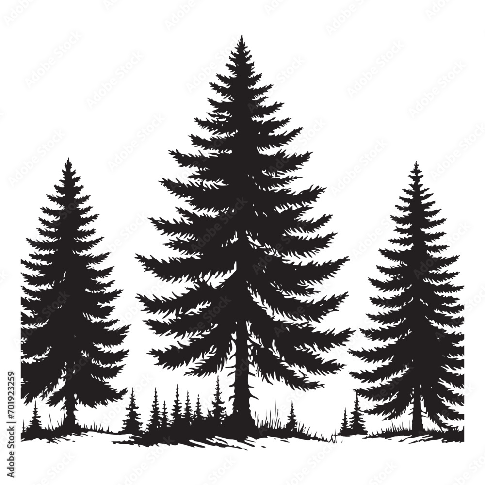 Detailed Pine Tree Silhouette - Vector Art for Nature Enthusiasts
