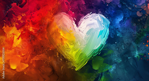 A graphic heart with rainbow colors, LGBTQ, pride photo