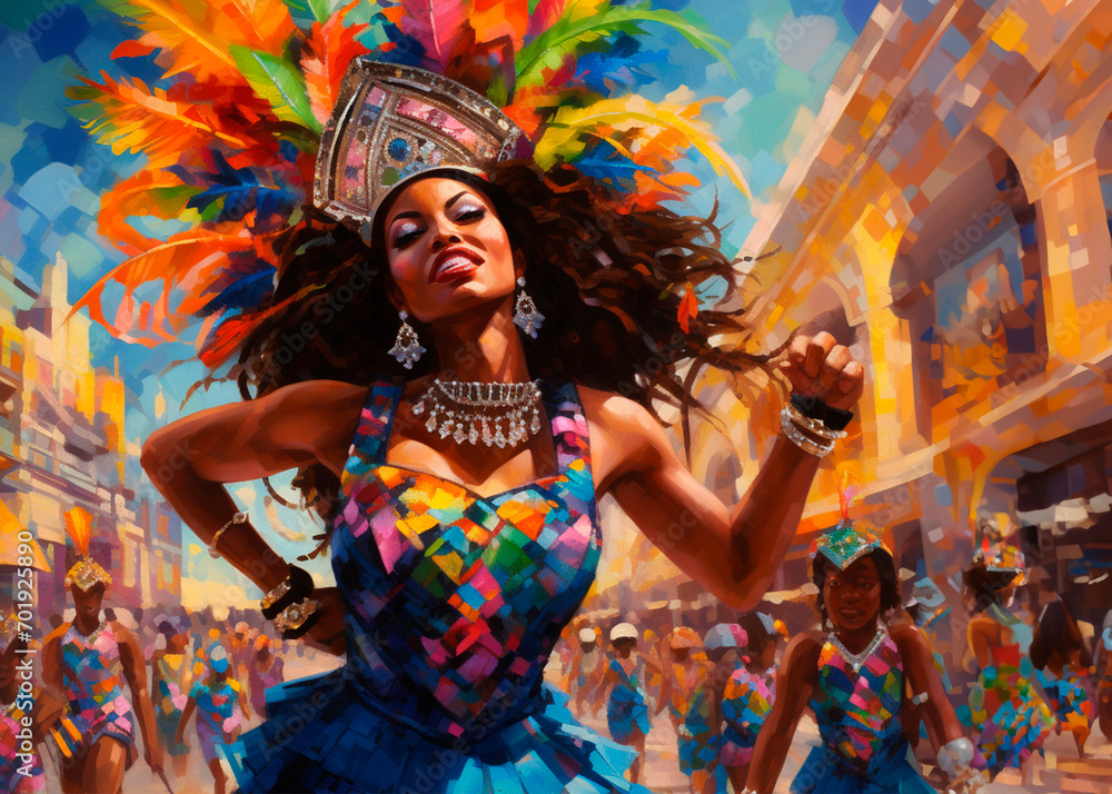Lets dance all our troubles away. Cropped shot of beautiful samba dancers performing in a carnival with their band. Lets dance all our troubles away. Cropped shot of beautiful samba dancers performing in a carnival with their band.