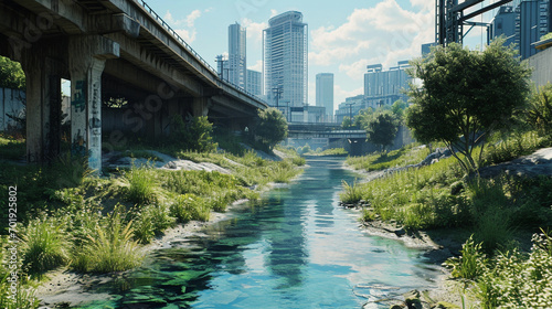 Cityscape recovering its wildlife species by creating urban habitats, AI Generated © Shining Pro
