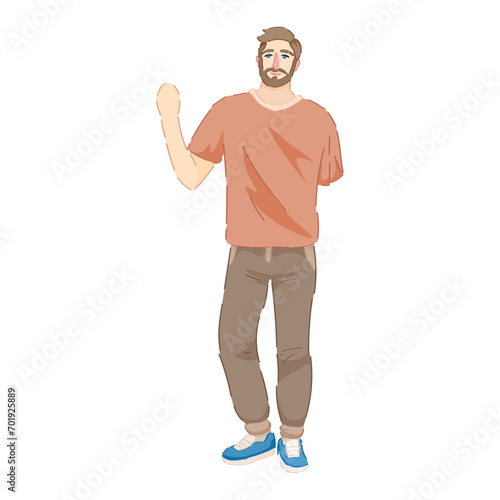 Man with amputated arm on white background