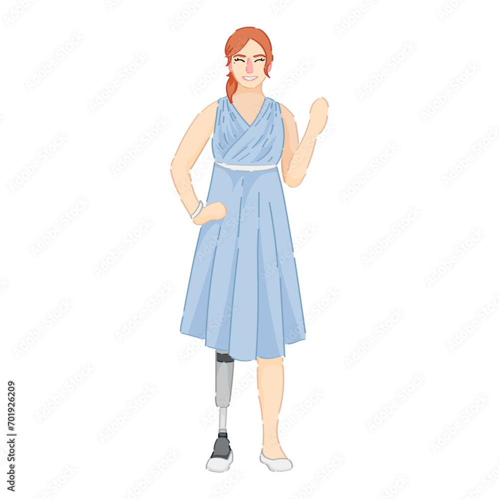Woman with prosthetic leg on white background Woman with prosthetic leg on white background