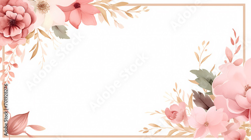 Floral frame with watercolor flowers, decorative flower background pattern, watercolor floral border background