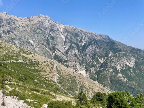 Spectacular winding mountain road to Llogara Pass, Albania.
