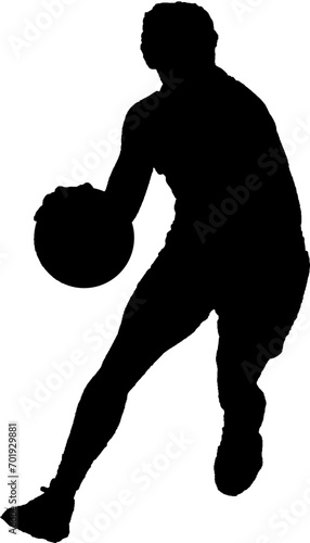 dribbling basketball player silhouette vector
