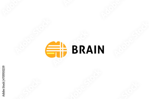 Template logo design solution with simple brain image