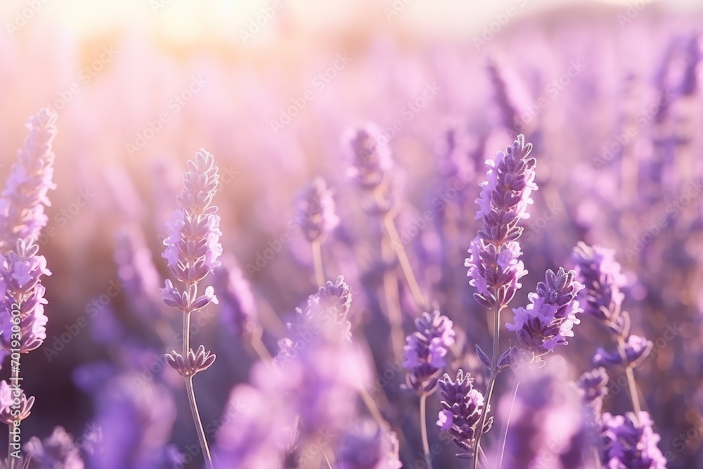 Obraz premium Southern France Italy lavender Provence field blooming violet flowers aromatic purple herbs plants nature beauty perfume aroma summer garden blossom botanical scent fragrance meadow rustic country