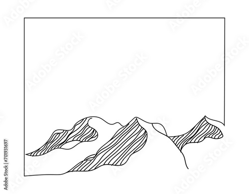 mountains in line art with additional space for logo, text and various layouts