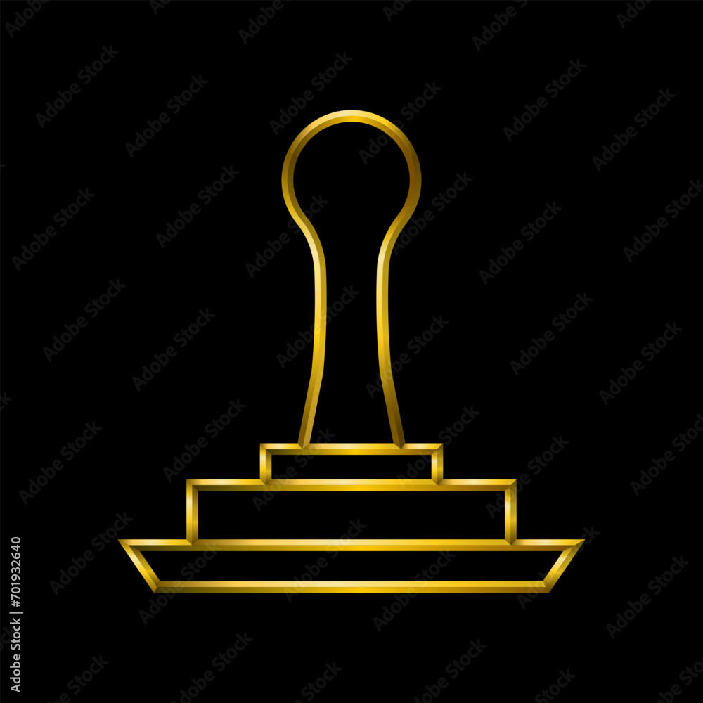 Stamp seal icon, golden metallic thin 3d lines collection. Stamp seal icon, golden metallic thin 3d lines collection.