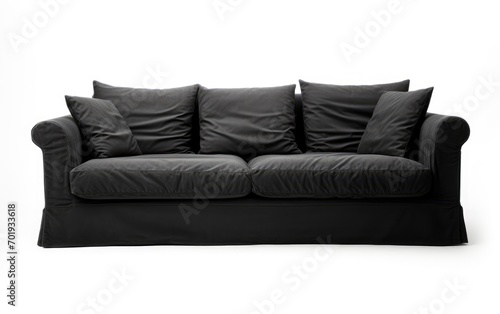 Black fabric sofa, modern black 3 seater sofa,3seater couch Isolated on white background.