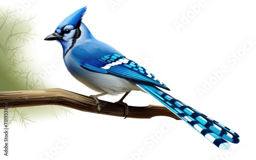 Blue jay bird Isolated on white background.
