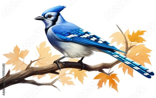 Blue jay bird Isolated on white background. © Junaid