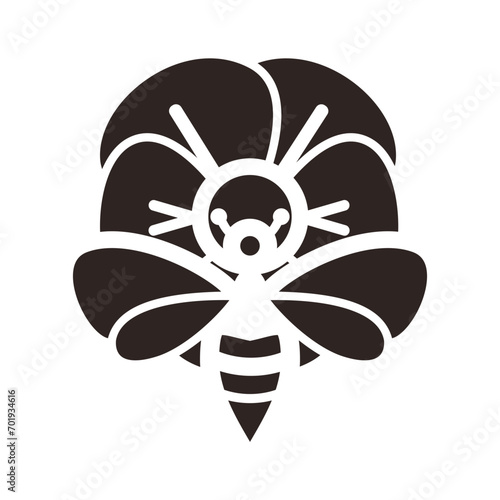 Bee and Pansy Black Fill Icon