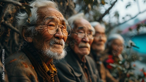 a group of older people standing next to each other