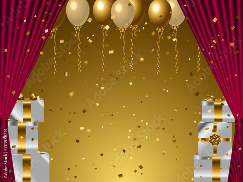 風船、カーテン、プレゼント箱2-8