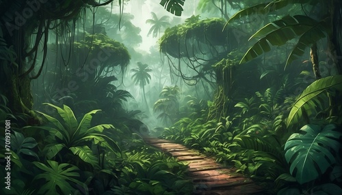 Tropical forest in the jungle. Generative AI