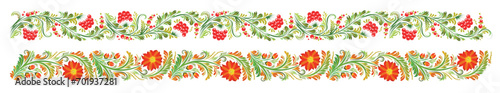 Seamless borders in vector. Ukrainian art Petrikivka. Colorful abstract flowers