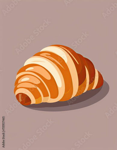 Flat illustration of a Croissant | French Cuisine | French bread