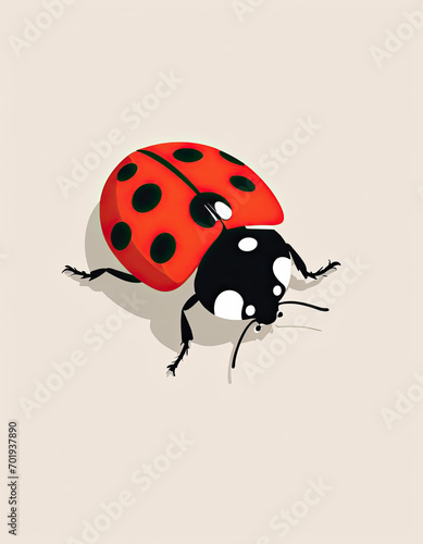 A Flat Illustration of a Crawling Ladybug | Insect