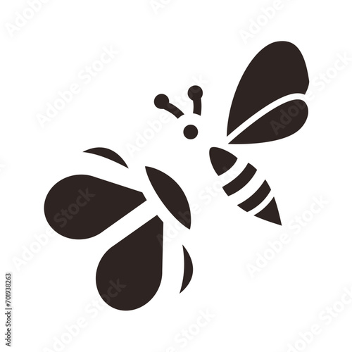 Bee and Daisy Black Fill Icon