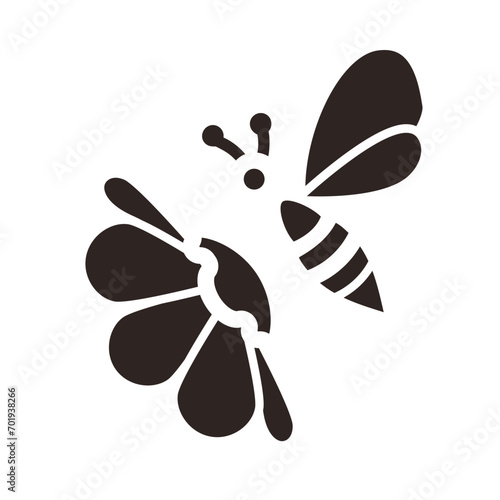 Bee and Calendula Black Fill Icon