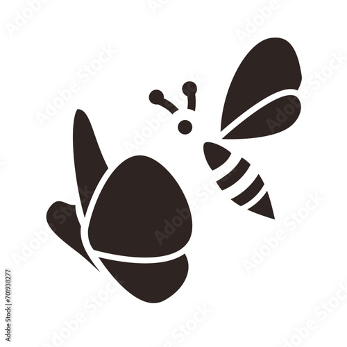 Bee and Pansy Black Fill Icon