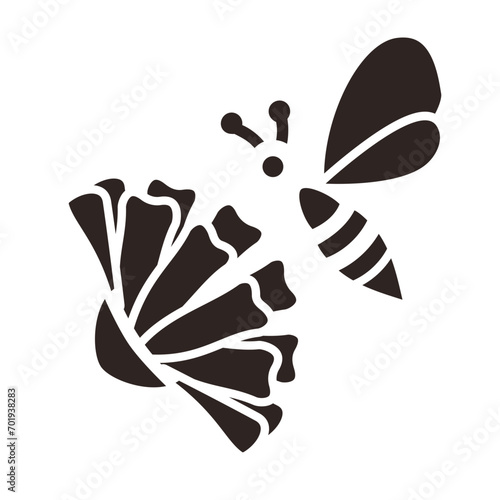 Bee and Marigold Black Fill Icon
